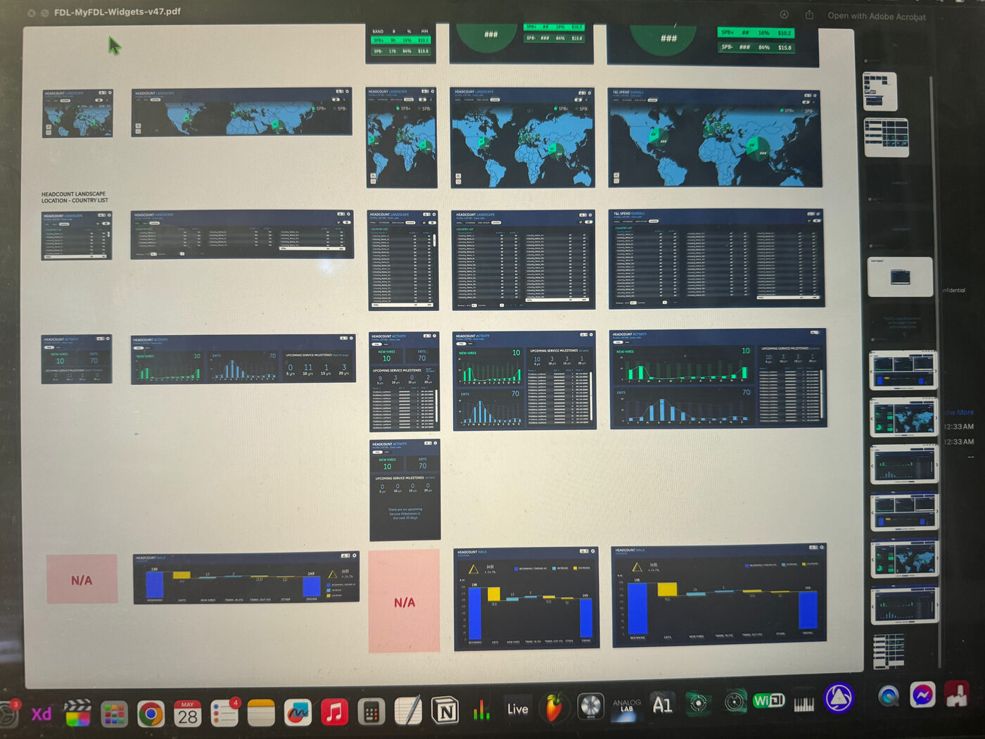 Headcount landscape widget system iterations